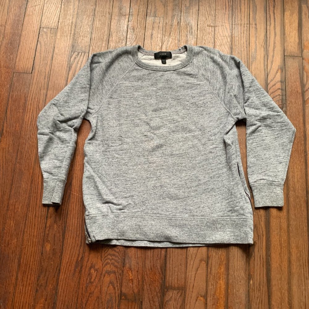 J. CREW Men's Crewneck Sweatshirt with Zipper | Grey | Size Small